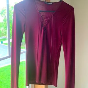 Long sleeve express top with tie detail